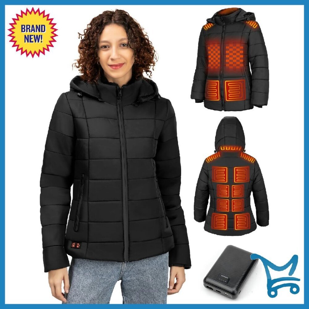 Heated Winter Jacket With Detachable Hood, 15 Heating Zones, Slim Fit